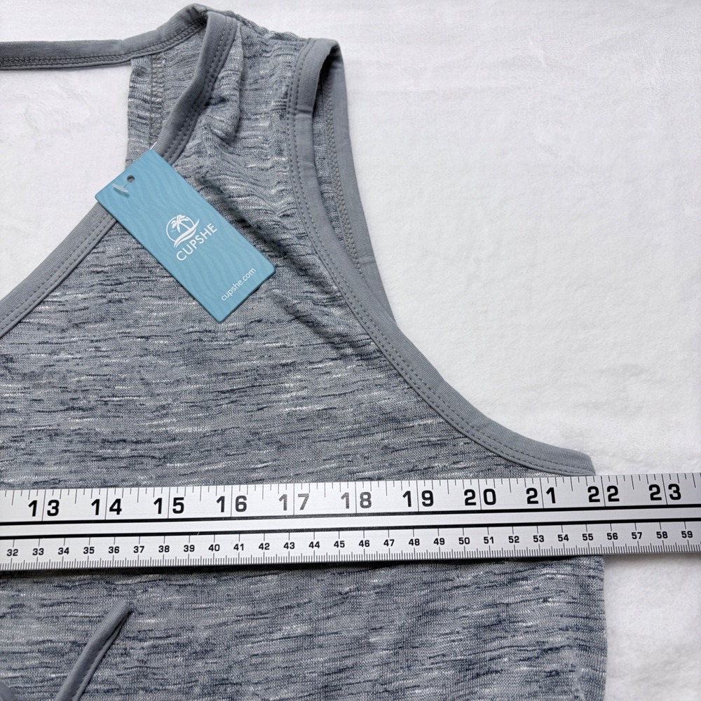 Cupshe Romper Sleeveless Space Dye Drawstring Waist Gray XL - Picture 5 of 5
